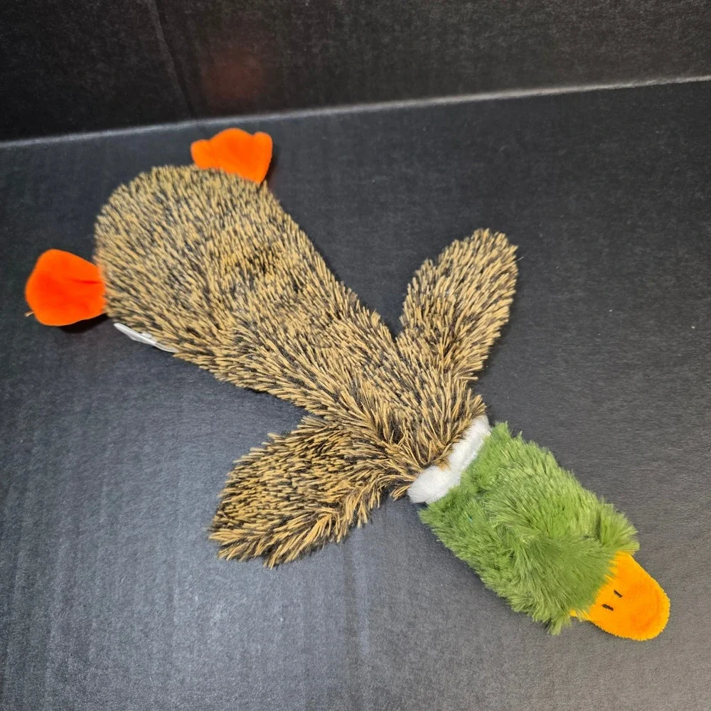 Best Pet Supplies Mallard Duck Dog Toy Small Brown Green Floppy Squeaker Plush